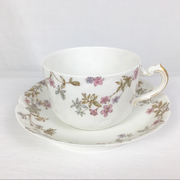 Haviland Other - Vintage Haviland Teacup & Saucer Set (pink/blue)